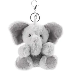 Cute Toys Plush Gray Elephant Stuffed Animal Soft Keychain for Kids Bag, Purse, Backpack, Handbag