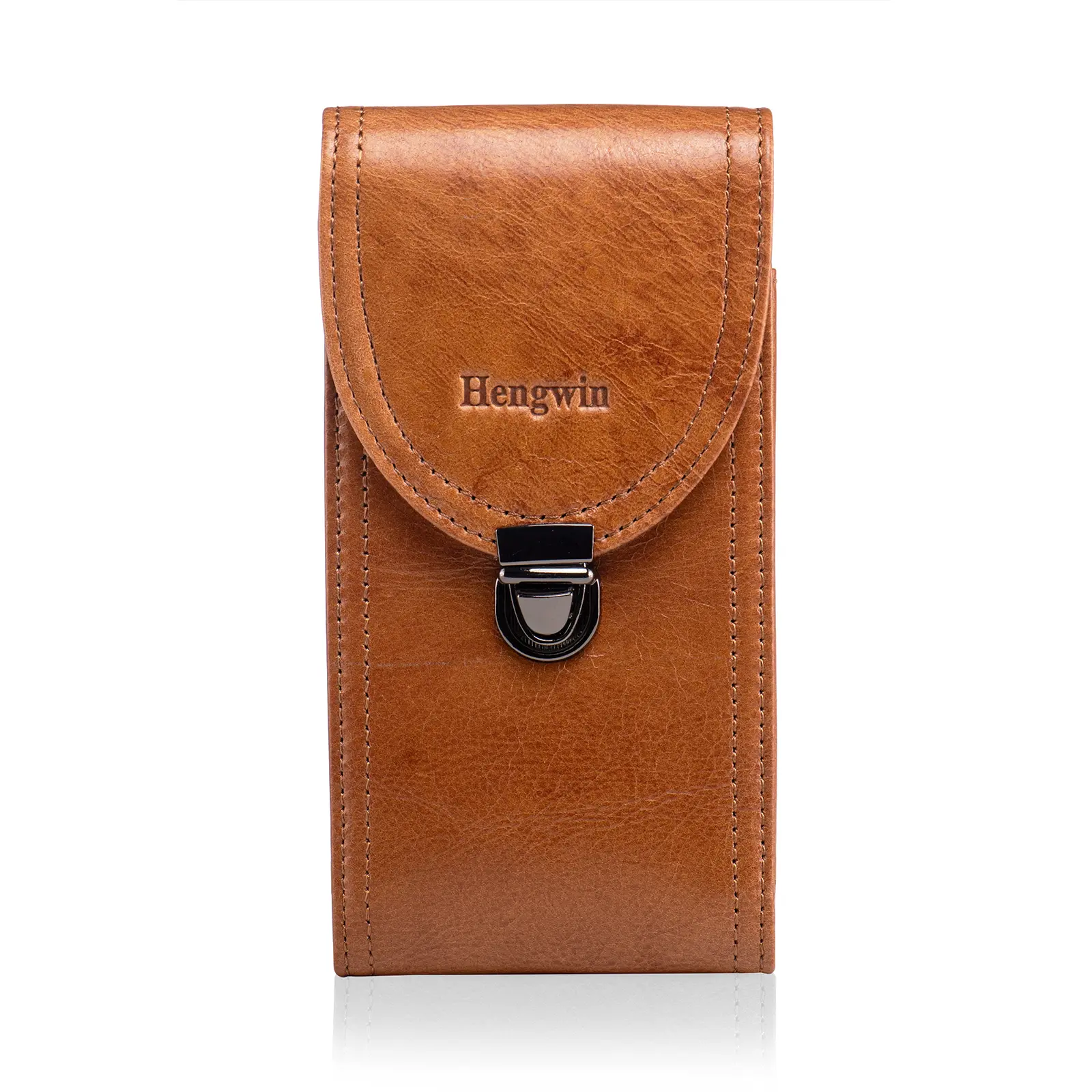 Hengwin Leather Phone Holster for Men with Belt Loop and Clip, Secure Vertical Cellphone Holder Pouch Fits Samsung S25 S24 S23 S22 S21 Ultra and iPhone 16 15 14 13 Pro Max, Durable Belt Case for Everyday Carry & Protection