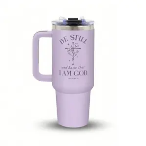 Christian Gift for Women 40oz Insulated Stainless Steel Tumbler with Handle & Straw Perfect for Birthday Christmas Be Still and Know That I Am God