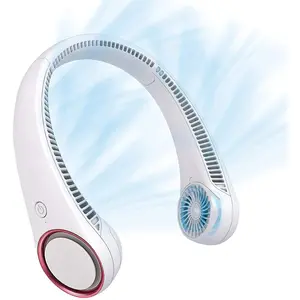 1PC  milky white 1200mAh rechargeable small fan, wearable neck fan, USB with battery type C port, 78 air outlets, personal cooling, 3 wind speeds, bladeless mini fan