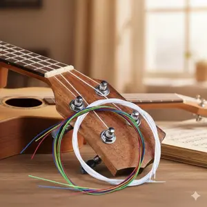 Professional Nylon Coated Ukulele Strings Set - Anti Rust, Mildew Resistant, Durable & Easy Tuning. Clear Tone, No Breakage, Perfect for Beginners, Dorm, Camping & Travel. Soft Nylon 4-String Pack with Easy Installation.