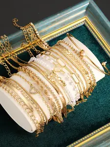 Women's Elegant Faux Pearl & Rhinestone Decorated Bracelet Set, Exquisite Trendy Bracelet, Fashionable Jewelry for Women & Girls As Gift, Pearl Beaded Bracelet