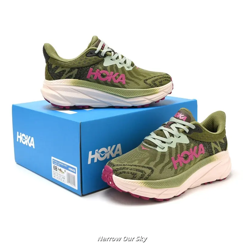 Brand New Original Box Unisex Olive Green Pink Gradient Mesh Running Shoes Ultra Thick Cushion Non Slip Breathable Walking Gym Athletic Sneakers US Sizes 5-12