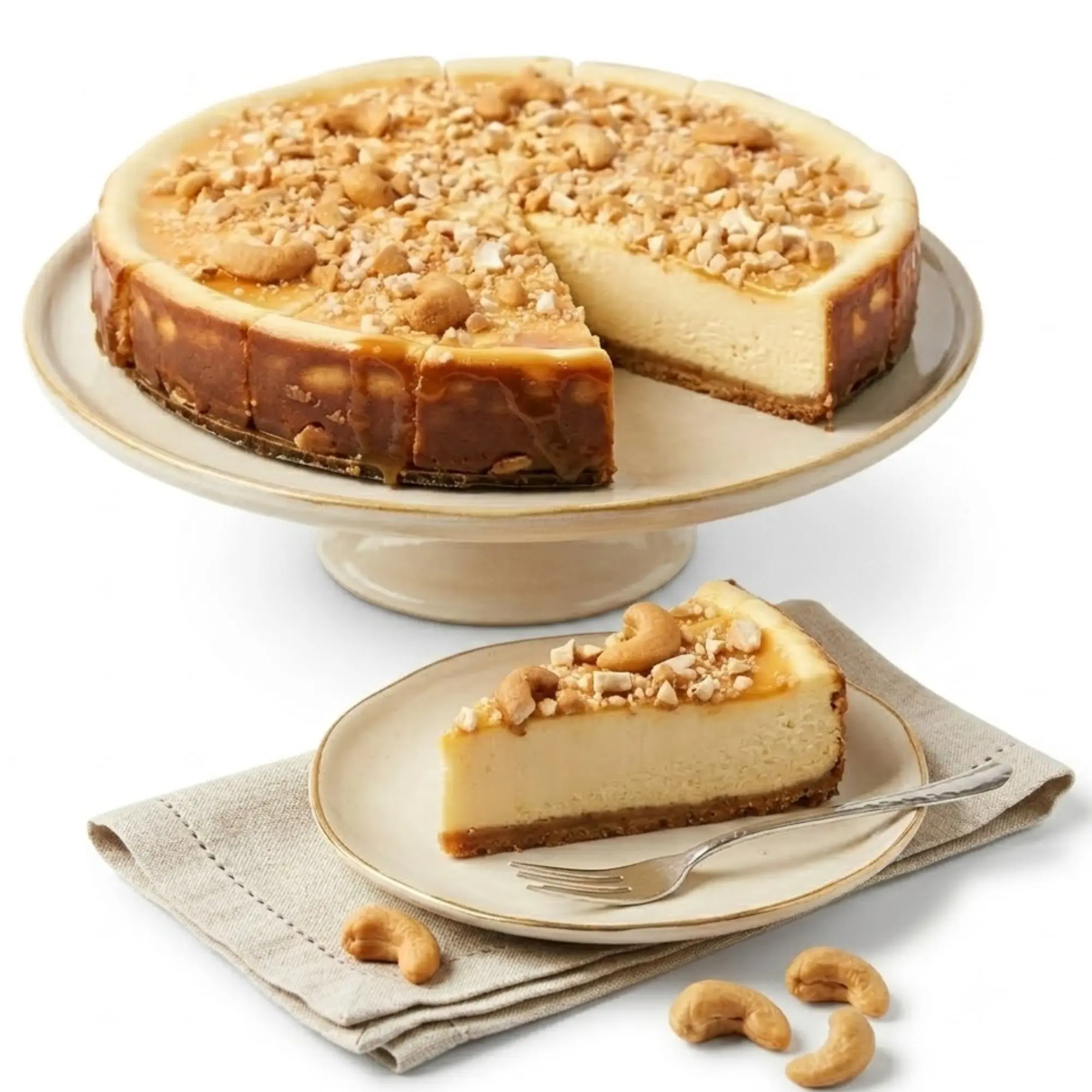 Andy Anand Sugar-Free & Gluten-Free Caramel Cashew Cheesecake, 9-Inch – Diabetic-Friendly, Real California Cream Cheese, Birthday Gift Box