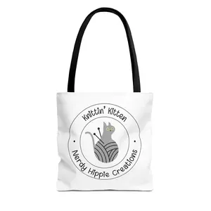 Crafty NHC Knittin Kitten Tote Bag, Eco-Friendly Shopping Bag, Knitting Gift, Craft Supply Carrier, Unique Yarn Lover Accessory