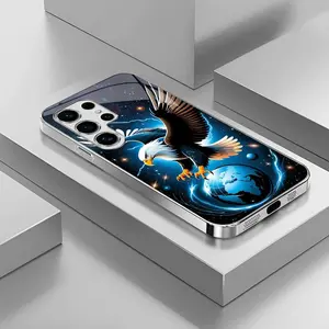 Suitable for [Galaxy S24 Ultra] Light luxury crystal eagle pattern and scorpion glass electroplated mobile phone case, exquisite and gorgeous 995