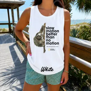 Comfort Colors Tank Top National Geographic Slow Motion Sloth Graphic Tee, Funny Sloth Spoof Sleeveless Shirt, Vintage Animal Summer Top, Casual Unisex Gift Outfit