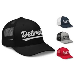 THE WELL KEPT Vintage Detroit Baseball Script Retro Detroit Trucker Cap Hat