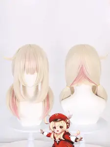 Genshin Impact Cosplay Runaway Little Princess Klee, Twin-Tail Golden Wig, Knight of Favonius Costume, Anime Role Play