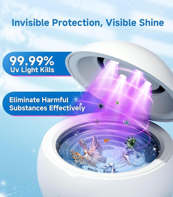 Cleaner, 45KHz  Cleaner Machine Professional for , Earrings Sterling , Rings, Retainers Deep Cleaning with 4 Modes, Timer, Low Noise, 304 Stainless Steel Tank