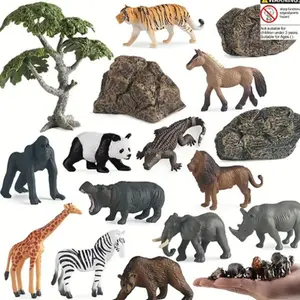 Cute Miniature Farm/Wild Animal Action Figures Set - Lion, Tiger, Sheep, Dog Models - Perfect Educational Learning Toy, Holiday Gift