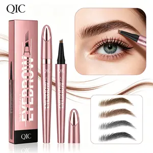 QIC Waterproof 4-Forked Eyebrow Pen Long Lasting All Day Natural Wild Brow Microblading Effect Beginner Friendly Summer Makeup Must Have