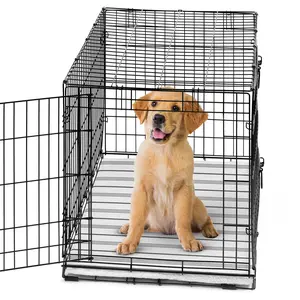 Sweet Jojo Designs 36in. Medium Dog Crate Pan Cover (White and Grey Stripe) Pet Cage, Kennel Pad Mat Bottom Tray Covers (Modern, Neutral, Contemporary, Striped, Pinstriped, Minimalist, Gray Stripes)