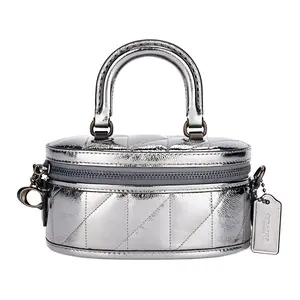 COACH Trail 17 Crossbody Handbag for Women – Suede Leather, Wraparound Zip Closure, Small Size, Smoke Gray