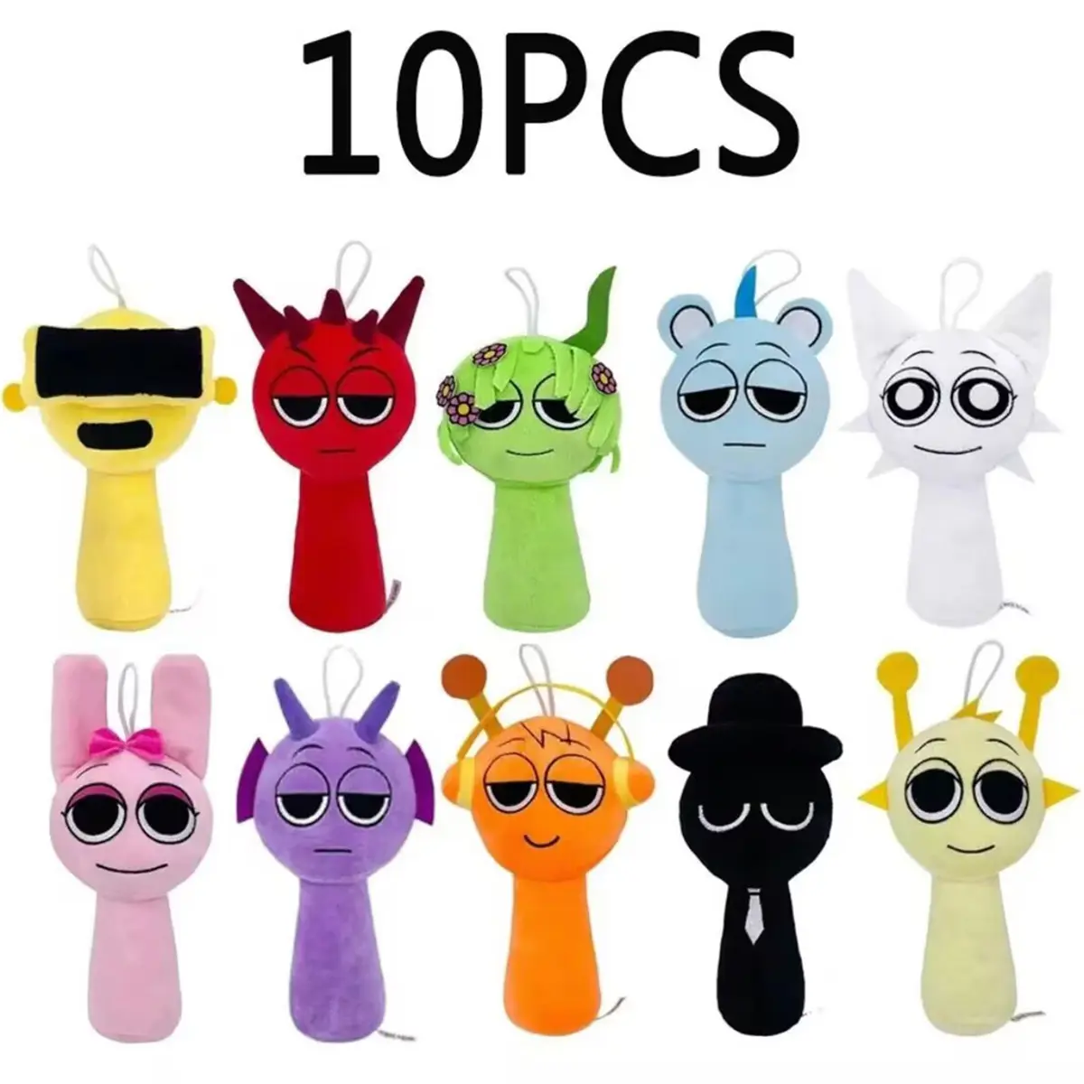 10PCS Incredibox Sprunki Plushies, Huggable Collectible Kawaii Stuffed Toys, Soft Dolls for Kids, Room Decoration Christmas Gift