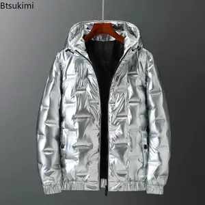 2026 Winter Mens Hooded Shiny Puffer Jacket Duck Down
