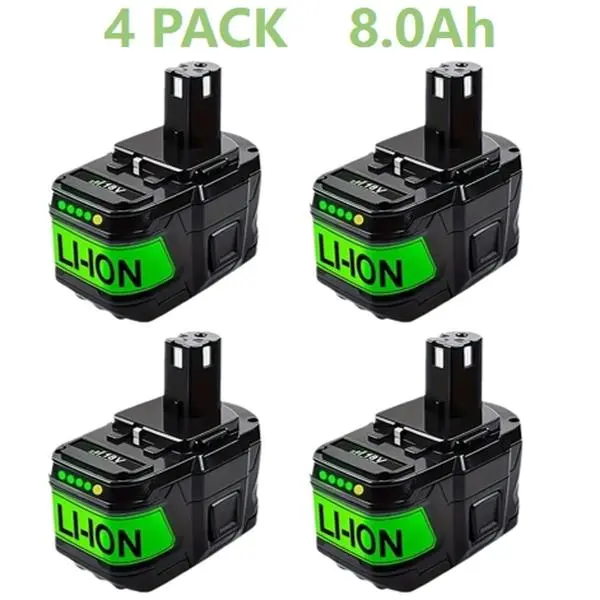 1/2/4Pack 8.0Ah P108 Lithium Replacement For Ryobi 18V Battery P105 P102 P103 P107 P109 P122 P190 Compatible With Ryobi Battery 18V Halloween Christmas Gift