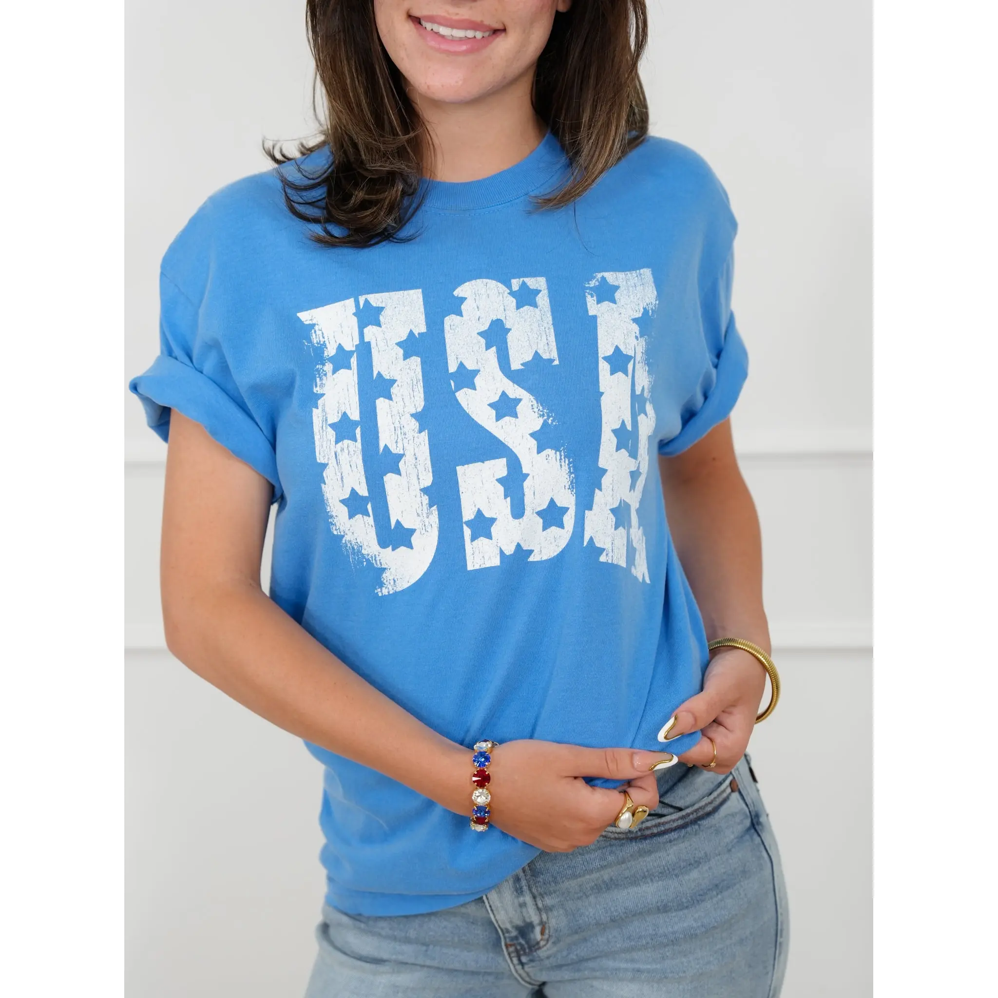 Plus/Reg Short Sleeve "USA" Graphic Tee