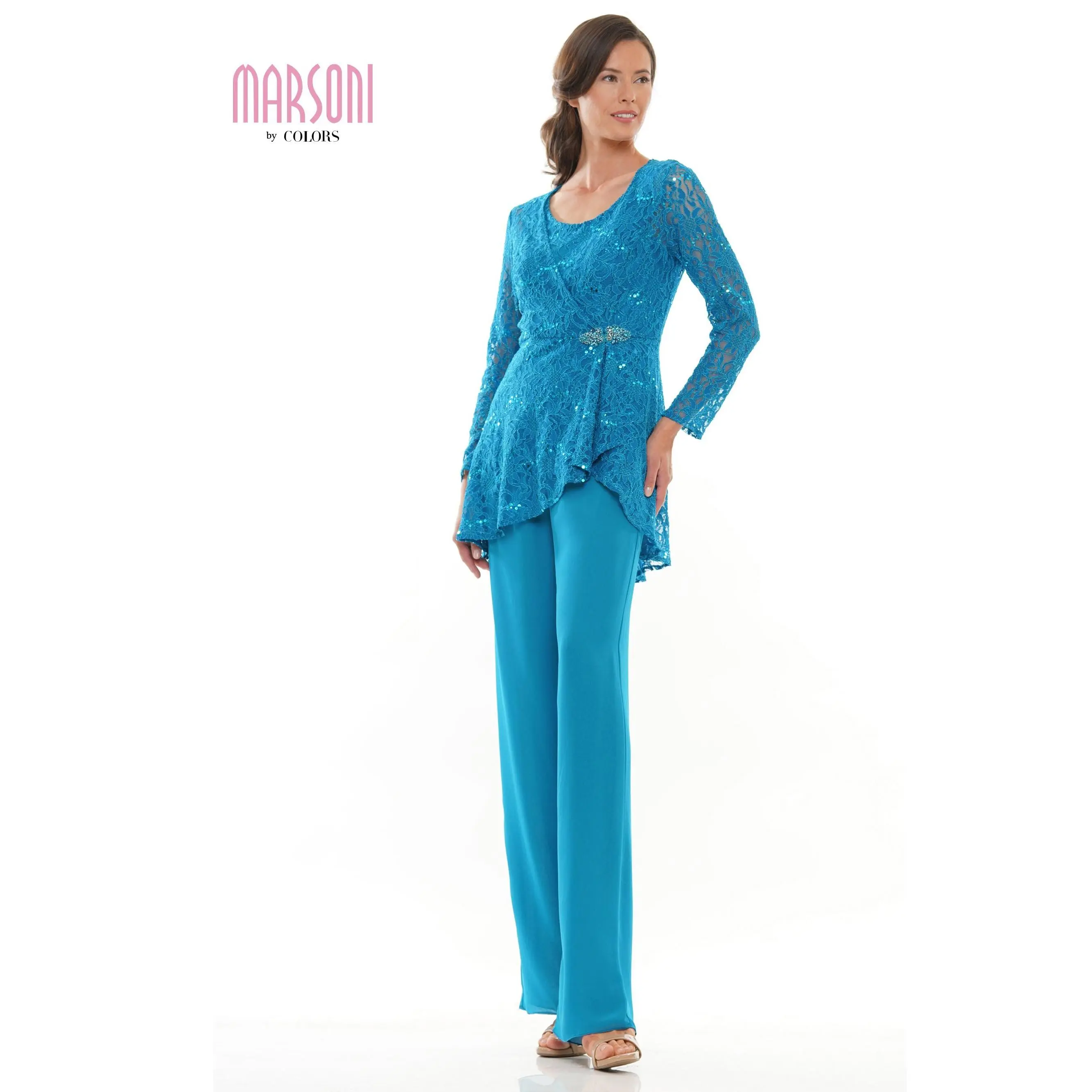 Marsoni by Colors -M305 Pantsuit With Stretch Lace Jacket