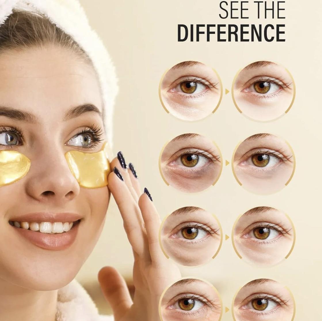 #Summer vibes 24k Gold Eye Patch For Dark Circles andPuffiness,Comfort Eye Gel Pads For Under-eyeWrinkles,Puffy Eyes Bags,Collagen Eye Mask