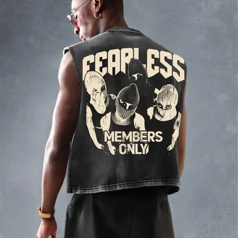 Men's Regular Fit Letter Print Graphic Vest Jacket, Casual Street Sleeveless Zip Up Outerwear for Spring & Fall, Fashion Men's Clothes for Daily Wear, Tops, Cotton, Vest Zipper, Sleeveless Waistcoat, Streetwear Vest, Street Style Vest