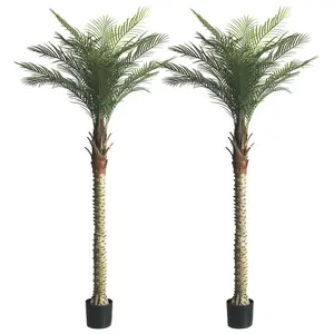 8FT Artificial Palm Trees Set of 2, Tropical Style Faux Palm for Indoor & Outdoor Home Decoration, Realistic Appearance Perfect for Courtyard and Terrace Decor
