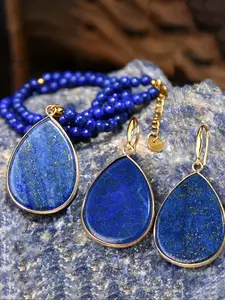 Vintage Water Drop Shaped Lapis Lazuli Pendant Design Necklace, Elegant Jewelry for Women, Perfect Gift for Birthdays & Special Occasions