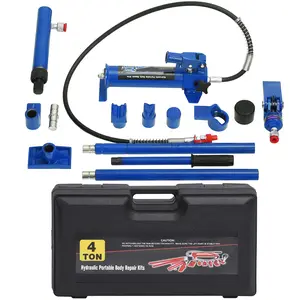 Hydraulic Porta Power Jack Kit, Heavy-Duty Auto Body Frame Repair Tool with 4.6 ft/1.4 m Oil Hose, Hydraulic Ram & Pump for Automotive, Garage, Farm