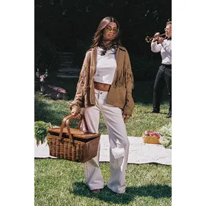 Evonka Fringe Faux Suede Jacket Evonka Fringe Faux Suede Jacket