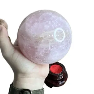 Rose Quartz Stone Sphere - Home Decor with Natural Stone Accents and Clear Finish