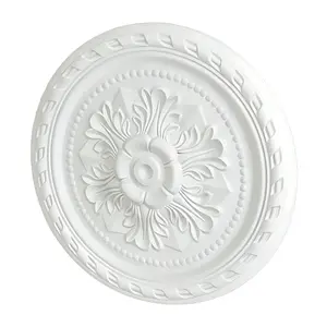 23.62 Inch Ceiling Medallion Decorative, Round White Plaster Carved Lamp Plate 90 Day Lead Time 22236