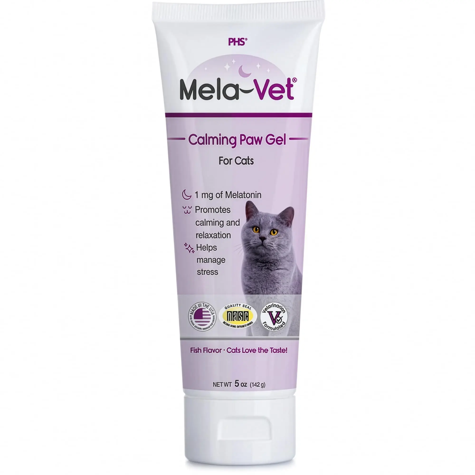 Mela-Vet Calming Paw Gel For Cats, 1mg Melatonin, Fish-Flavored, Supports Relaxation