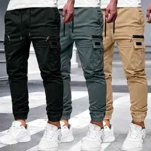 Men's 3-Piece Tactical Cargo Jogging Pants - Durable, Breathable, Non-Transparent, Flexible Fabric, Multiple Pockets, Zipper Design, Leg Detailing, Slim Fit Stretch Chino - Outdoor, Ankle, Adventure, Dual-Purpose Pants for Hiking, Construction Work, Outdo