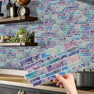 Marble Pattern Self Adhesive Wall Sticker, Waterproof & Oil-proof Wall Decal, Wall Decor for Home Kitchen Bathroom, Self Adhesive Tiles