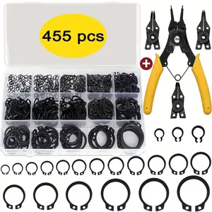 455 piece card spring set, including four in one card spring pliers, alloy steel outer card spring and inner card spring combination tool kit, suitable for mechanical equipment, bearings, shafts, gear card spring pliers tool set