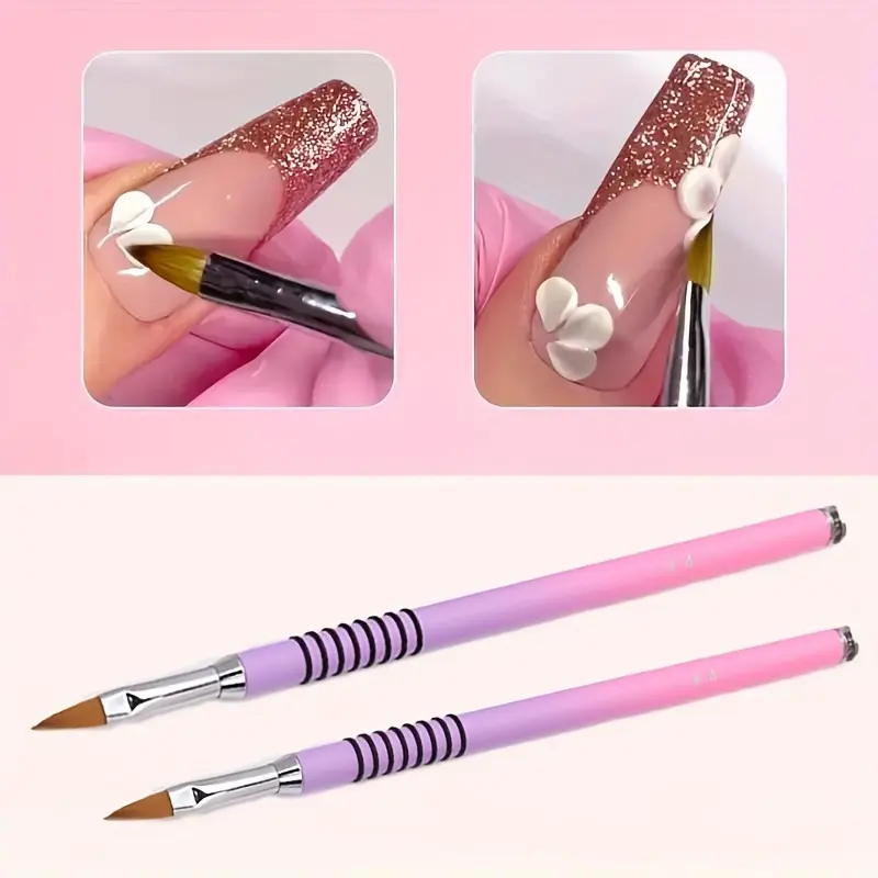3D Acrylic Nail Brush Liquid Powder Carving Extension Building Pen, Design Manicure Nail Art Tip Flower Drawing Tool, Diy Nail Art