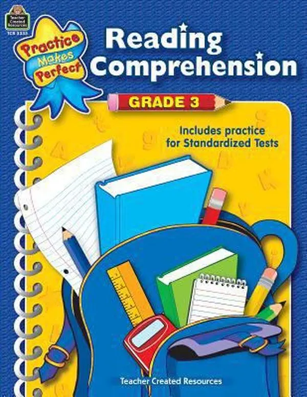 Used Reading Comprehension Workbook - Grade 3, Teacher Created Resources, Paperback - Classroom Use, Enhances Reading Comprehension, Motivates Students