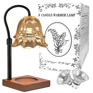 Nifogo Candle Warmer Lamp with Timer: Pink Flower Candle Warming Lamp with 2 Bulbs Height Adjustable Wax Warmer Dimmable Coquette Preppy Room Home Decor for Women