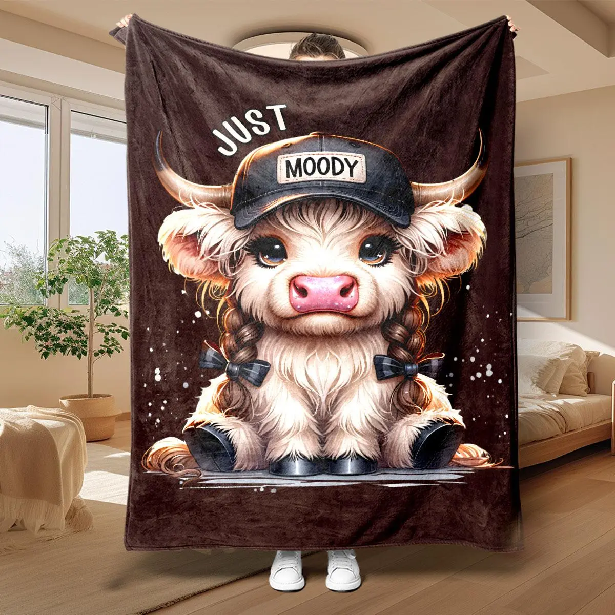 Cow Pattern Blanket, Soft Comfortable Throw Blanket, Bedroom Bedding Blankets, Warm Napping Blanket for Home Office Travel Camping
