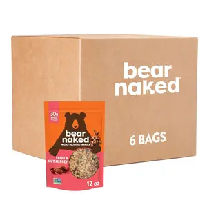 Naked Granola Cereal, Whole Grain Granola, Breakfast Snacks, and Nut Medley (6 Bags)