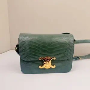 Pre-owned Celine Liz Crossbody Bags Teen Triomphe Green CPU0506