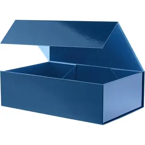 Large  Box with Lid 13.5x9x4.1 Inches, Navy Blue Groomsman Proposal  Box with  Closure for  Occasion (Glossy Navy Blue)