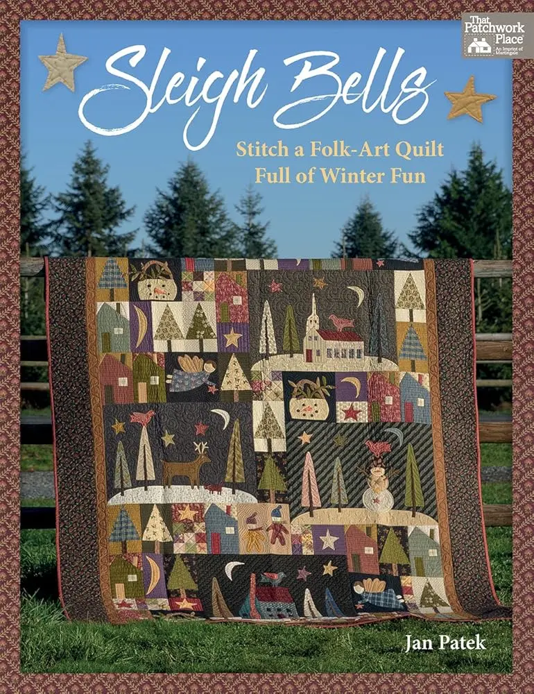 Folk-Art Quilt Craft Book - Queen-Sized Quilt Guide with Whimsical Art, Full Patterns, Needle Turn Stitches, No Repetitive Patchwork & Wintery Charm for Winter Fun