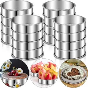 16 Pieces English Muffin Rings Nonstick Double Rolled Crumpet Rings Double Rolled Tart Stainless Steel Round Muffin Tart Molds for Home Baking