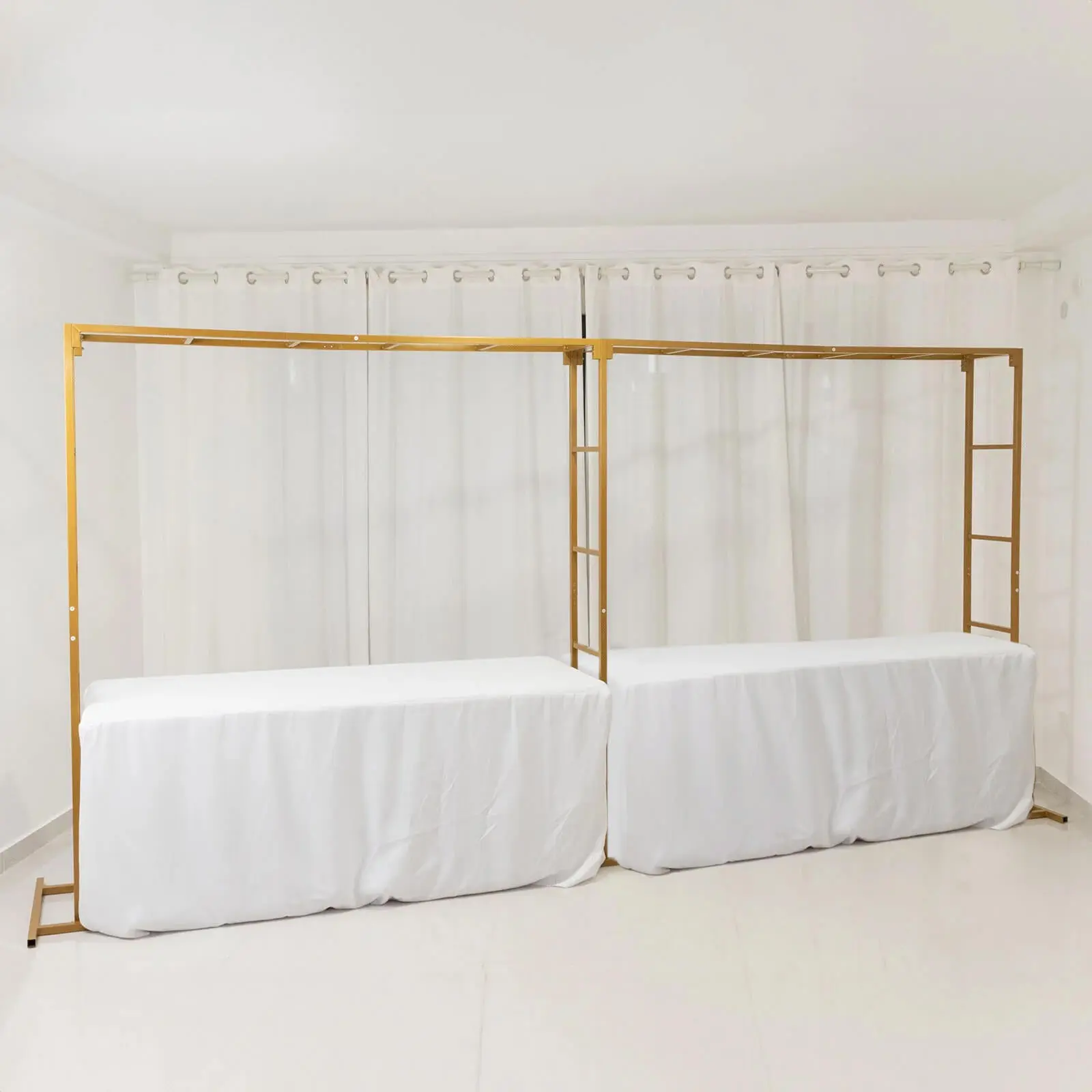 Gold Rectangular Arbor - Freestanding 6ft High Over-the-Table Stand, Double-Frame Backdrop & Banner Stand for Floral Balloon Decor, Wedding, Anniversary, Birthday, Baby Shower, 6ftx12ft