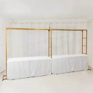 Gold Rectangular Arbor - Freestanding 6' High Over the Table Stand, Backdrop Stand with Double Frame for Floral Balloon Décor - 6ftx12ft