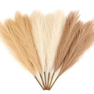 6pcs Artificial Pampas Grass Decorations, Fabric Material, Home Wedding Decoration, Fashion Artificial Flower Arrangement