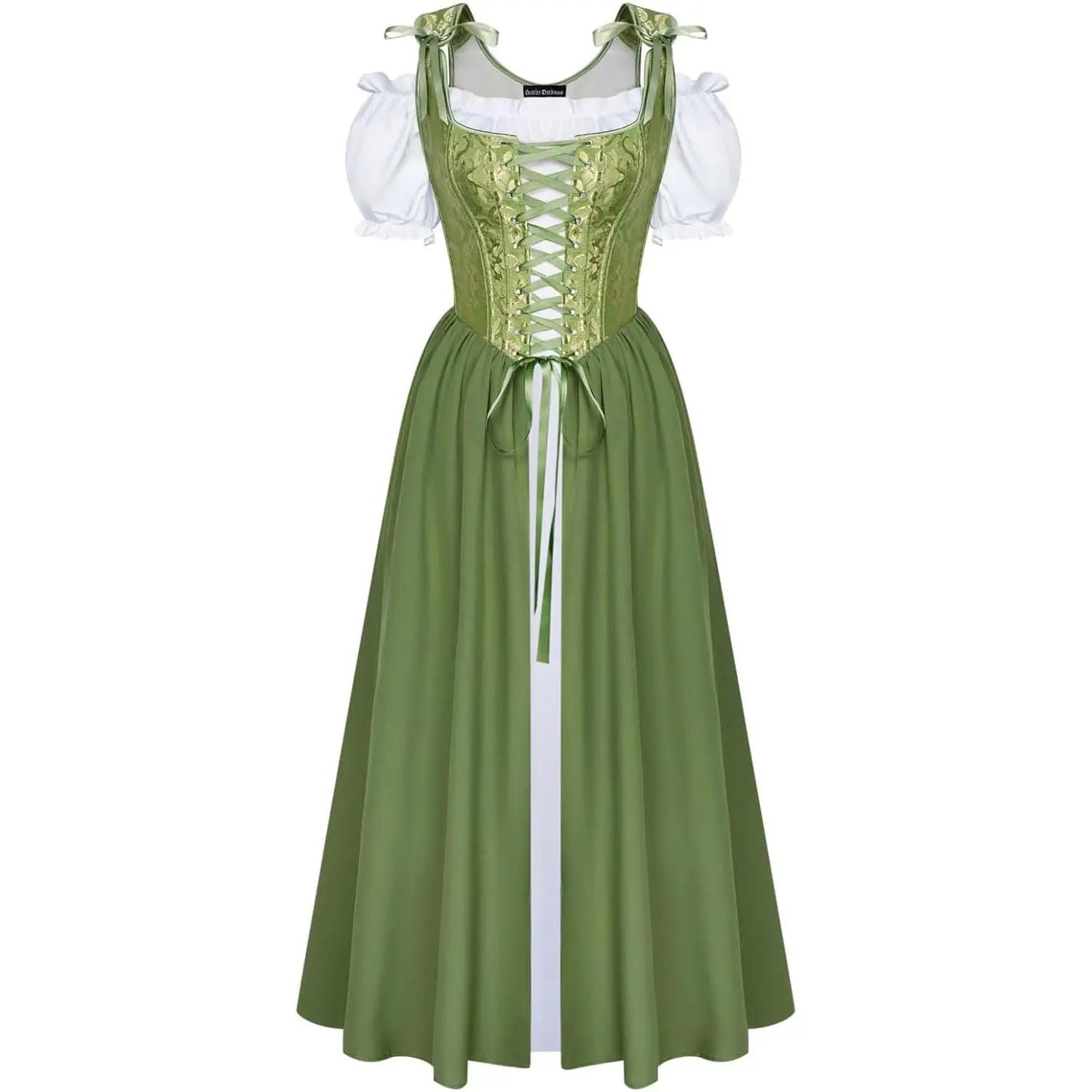 Women's Renaissance Medieval Costume, Fairy Puff Sleeve Gown with a Lace-up Corset for Halloween Party, Lady