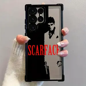 This Phone Case Featuring The Character from The Movie Scarface Is Compatible with Samsung Galaxy S25 S24 S23 S22  And Offers a Transparent Soft Back for 4G And 5G Protection Against Drops.