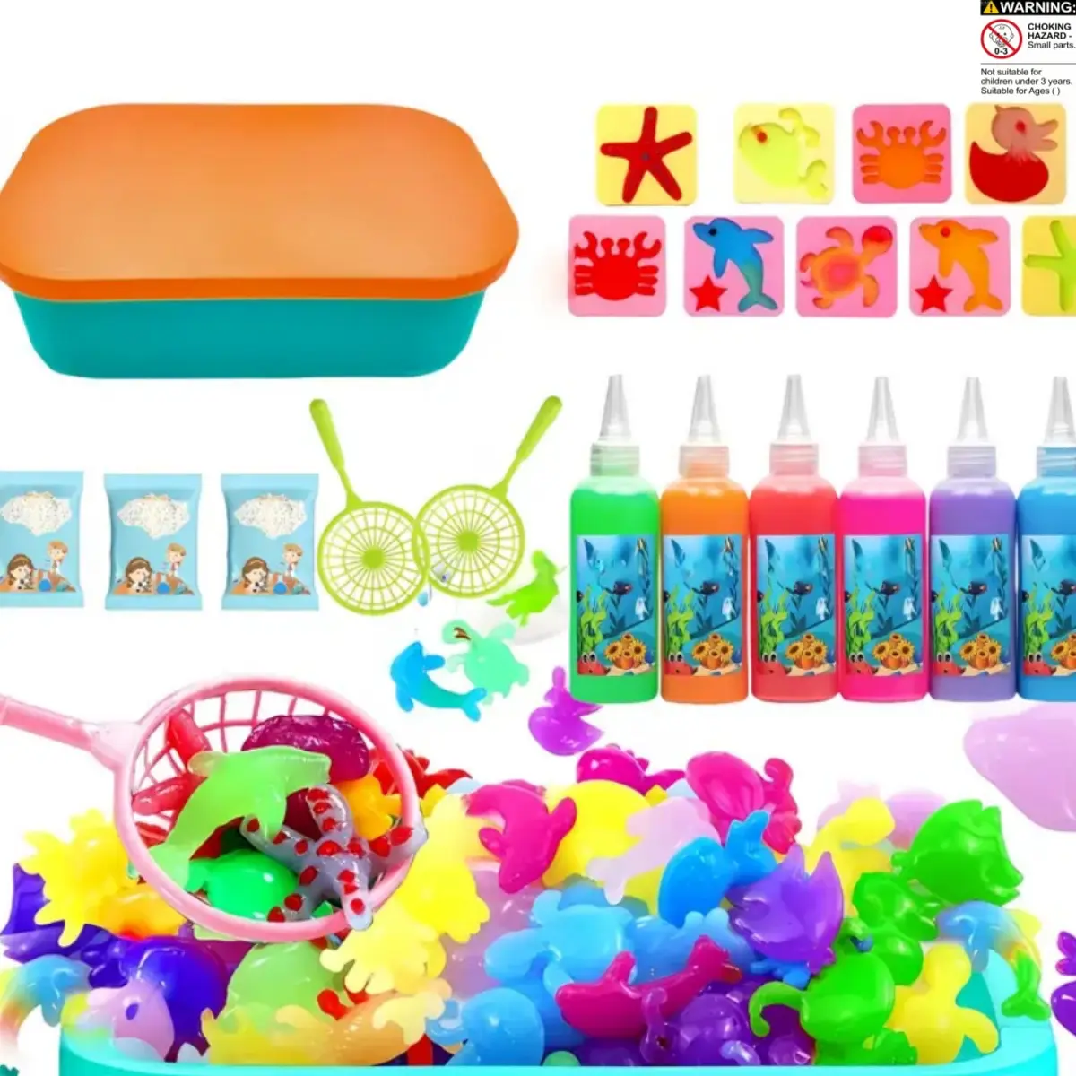 3D Magic Water Set with Storage Box - Magic Craft Kit Education, Creativity toy, Diy Handmade Craft, Handcraft Set, Includes 6 Bottles Magic Water and Multiple Molds, Party Birthday Gifts, Magic Theme, Durable Plastic Material, Back-to-School Season